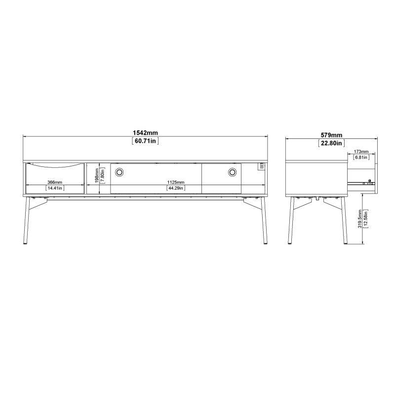 Fur TV-Unit 2 sliding Doors + 1 Drawer in Grey and White - Price Crash Furniture