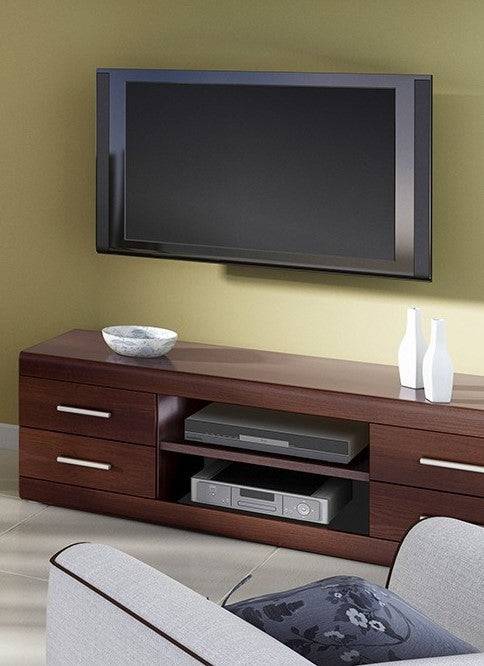 Imperial Wide 4 Drawer TV Cabinet In Dark Mahogany Melamine - Price Crash Furniture