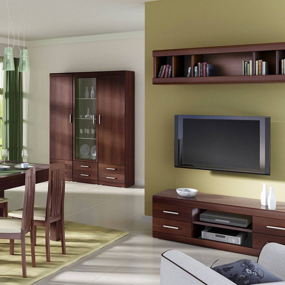 Imperial Wide 4 Drawer TV Cabinet In Dark Mahogany Melamine - Price Crash Furniture