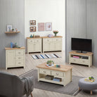 Lisbon corner TV unit with 2 drawers by TAD - Price Crash Furniture