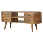 London Rounded Media Unit in Solid Mango Wood - Price Crash Furniture