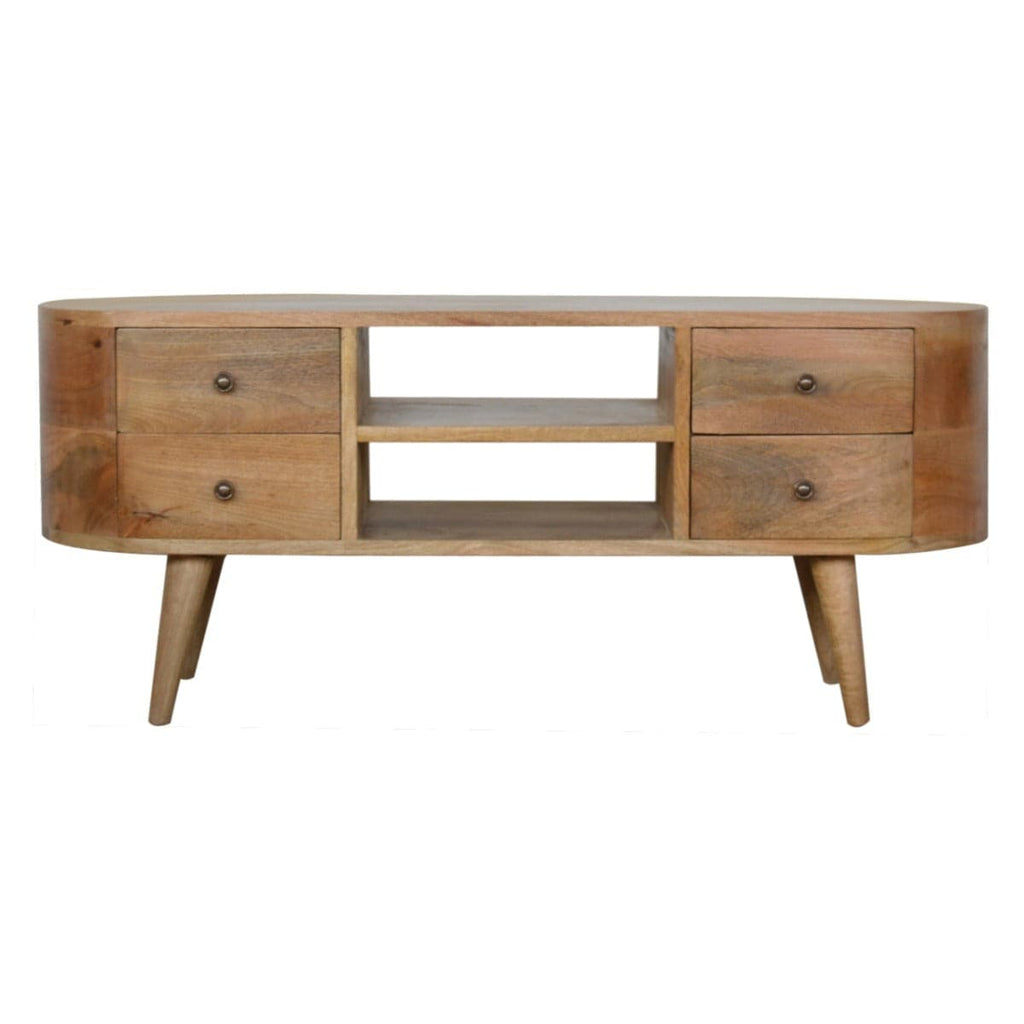 London Rounded Media Unit in Solid Mango Wood - Price Crash Furniture