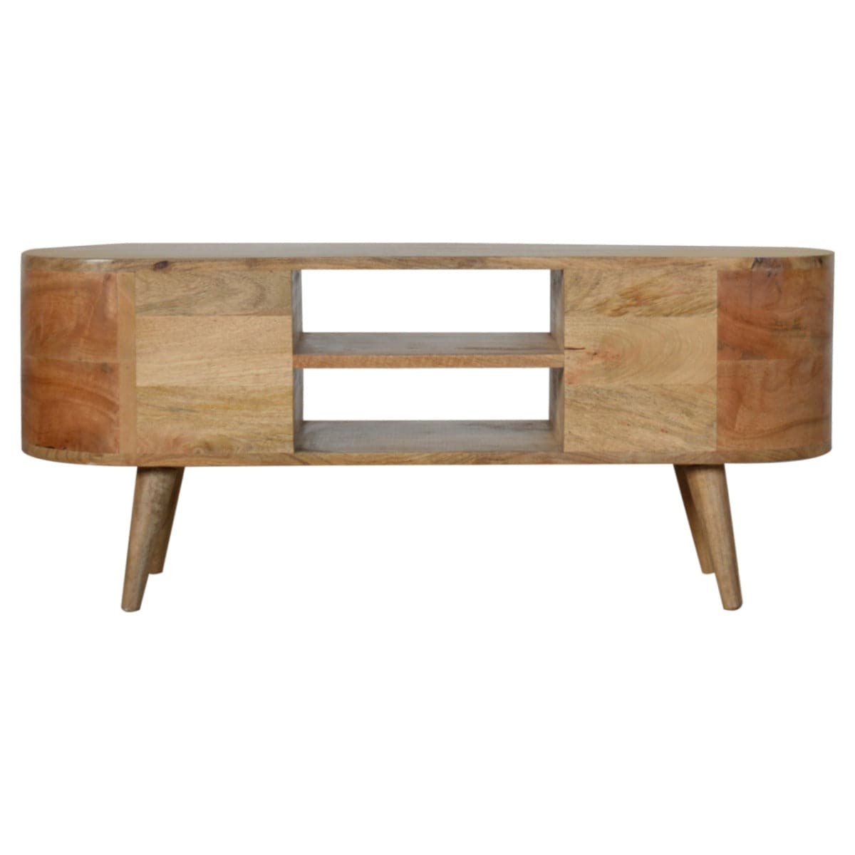 London Rounded Media Unit in Solid Mango Wood - Price Crash Furniture