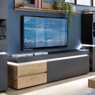 Luci 1 Door 2 Drawer 150 cm TV Unit (including LED lighting) in Platinum and Oak - Price Crash Furniture