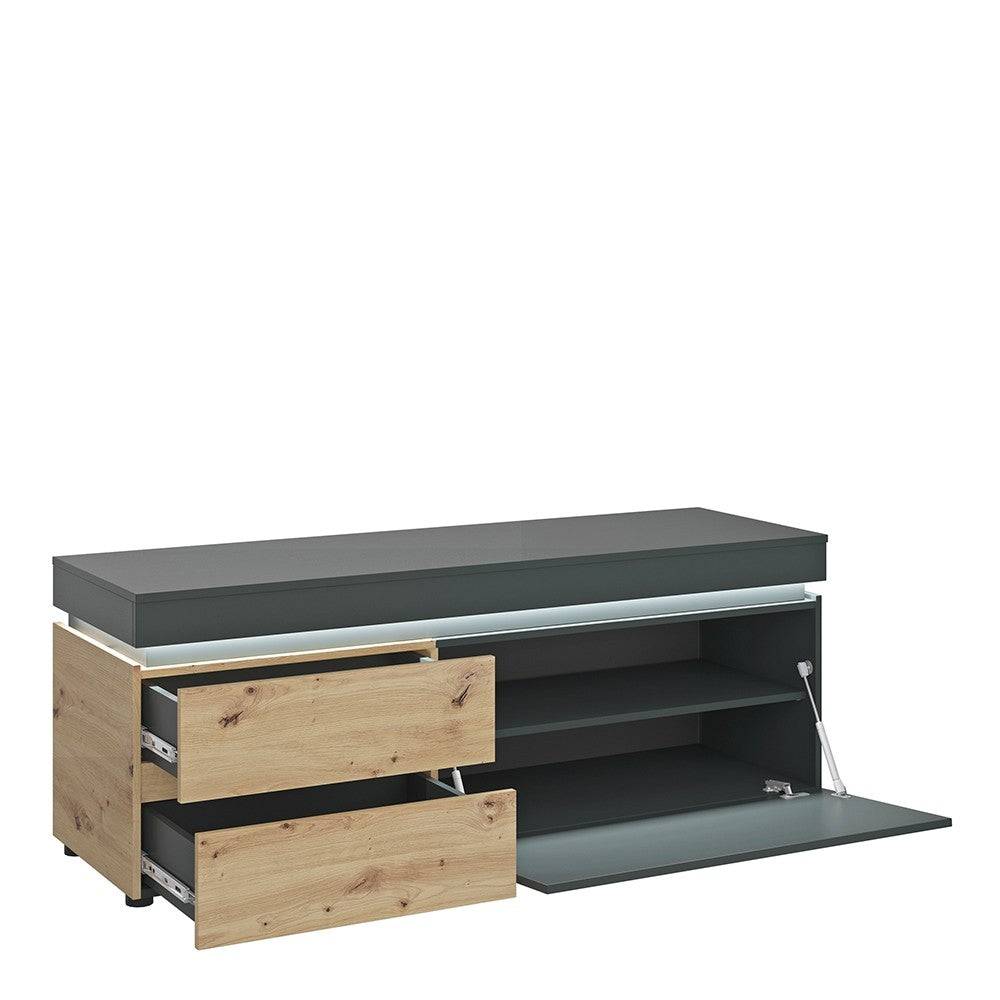 Luci 1 Door 2 Drawer 150 cm TV Unit (including LED lighting) in Platinum and Oak - Price Crash Furniture