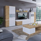 Luci 1 Door 2 Drawer 150 cm TV Unit (including LED lighting) in White and Oak - Price Crash Furniture