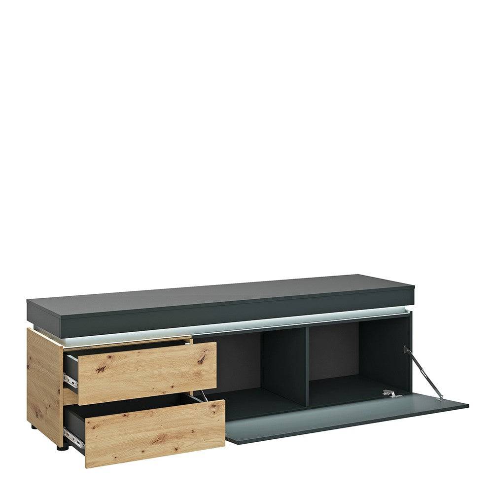 Luci 1 Door 2 Drawer 180 cm TV Unit (including LED lighting) in Platinum and Oak - Price Crash Furniture