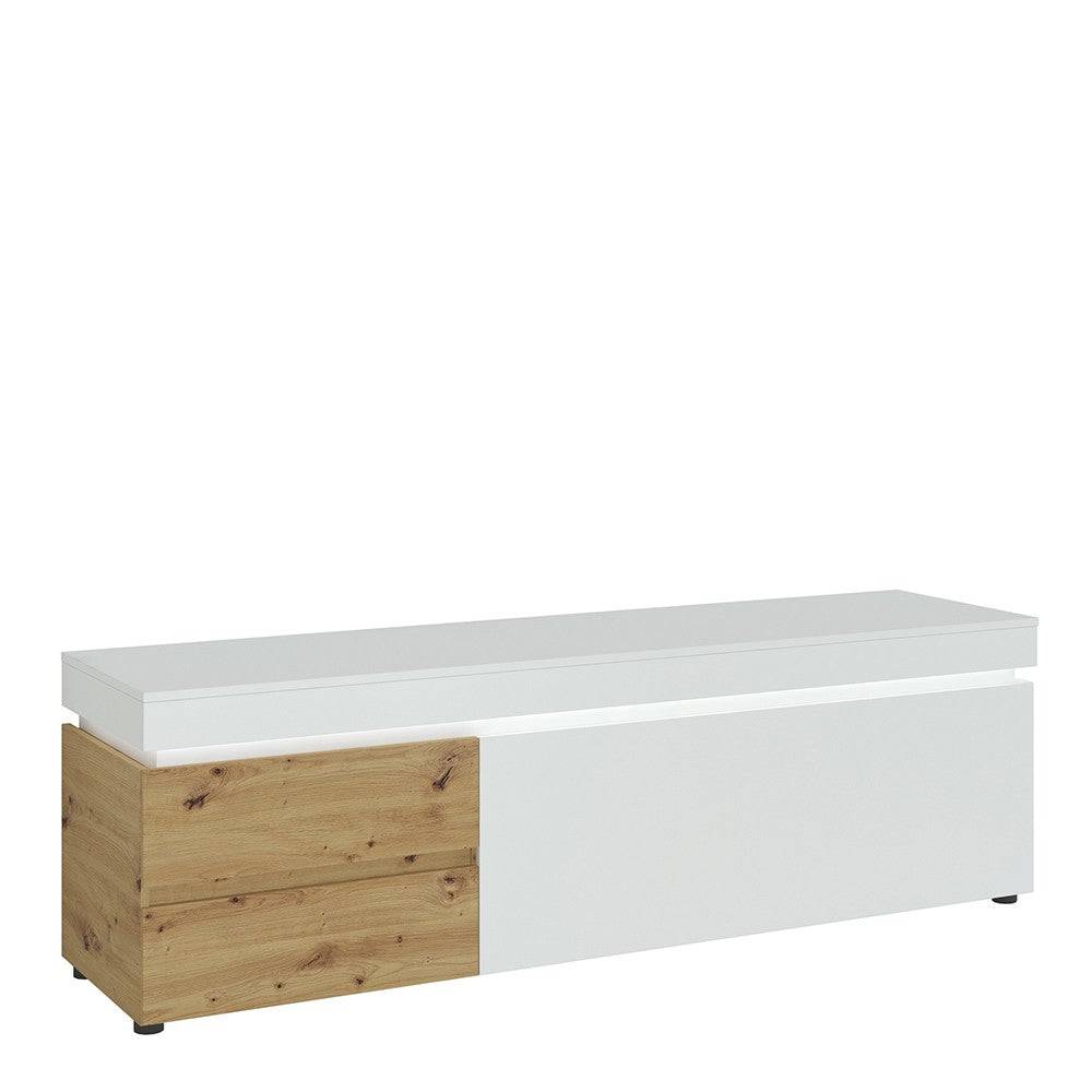 Luci 1 Door 2 Drawer 180 cm TV Unit (including LED lighting) in White and Oak - Price Crash Furniture