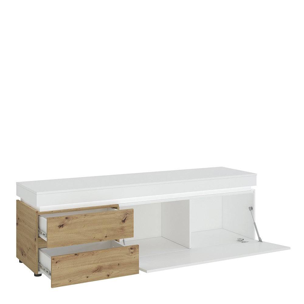 Luci 1 Door 2 Drawer 180 cm TV Unit (including LED lighting) in White and Oak - Price Crash Furniture