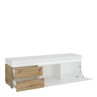 Luci 1 Door 2 Drawer 180 cm TV Unit (including LED lighting) in White and Oak - Price Crash Furniture