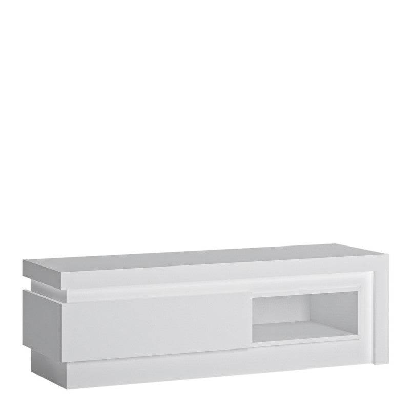 Lyon 1 Drawer 1 Shelf TV Cabinet (incl LED lighting) in White High Gloss - Price Crash Furniture