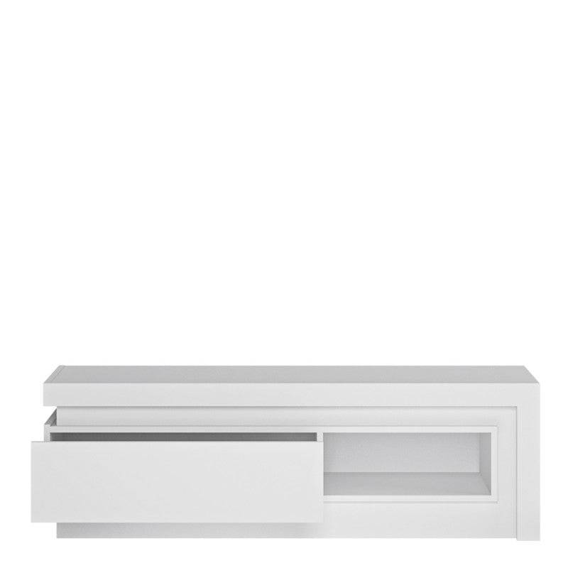 Lyon 1 Drawer 1 Shelf TV Cabinet (incl LED lighting) in White High Gloss - Price Crash Furniture