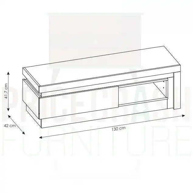 Lyon 1 Drawer 1 Shelf TV Cabinet (incl LED lighting) in White High Gloss - Price Crash Furniture