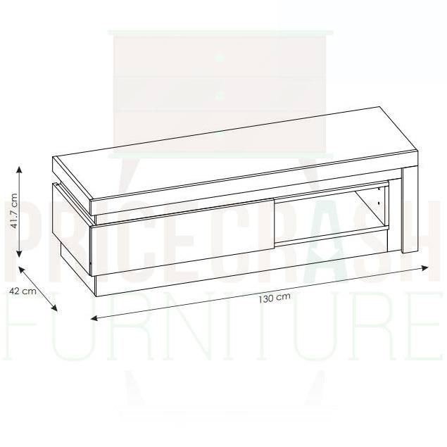 Lyon 1 Drawer 1 Shelf TV Cabinet (incl LED lighting) in White High Gloss - Price Crash Furniture