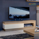 Lyon 1 Drawer TV Cabinet With Open Shelf (Incl LED Lighting) Riviera Oak/White High Gloss - Price Crash Furniture