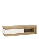 Lyon 1 Drawer TV Cabinet With Open Shelf (Incl LED Lighting) Riviera Oak/White High Gloss - Price Crash Furniture