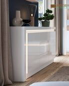 Lyon 2 Door 3 Drawer Sideboard (incl LED lighting) in White High Gloss - Price Crash Furniture