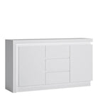 Lyon 2 Door 3 Drawer Sideboard (incl LED lighting) in White High Gloss - Price Crash Furniture