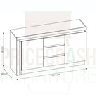 Lyon 2 Door 3 Drawer Sideboard (incl LED lighting) in White High Gloss - Price Crash Furniture