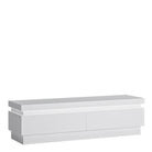 Lyon 2 Drawer TV Cabinet (incl LED lighting) in White High Gloss - Price Crash Furniture