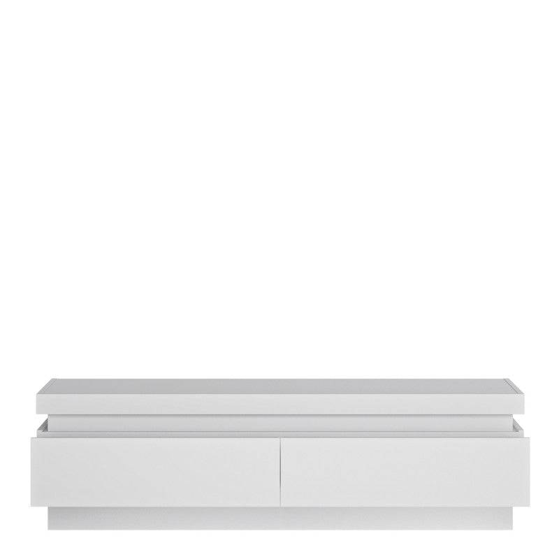 Lyon 2 Drawer TV Cabinet (incl LED lighting) in White High Gloss - Price Crash Furniture