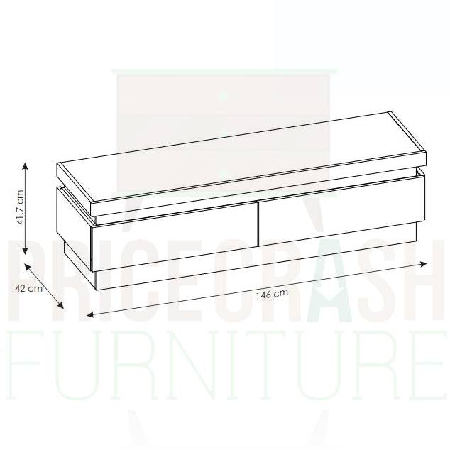 Lyon 2 Drawer TV Cabinet (incl LED lighting) in White High Gloss - Price Crash Furniture