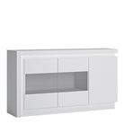 Lyon 3 Door Glazed Sideboard (incl LED lighting) in White High Gloss - Price Crash Furniture