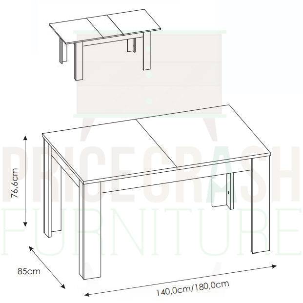 Lyon Medium Extending Dining Table 140/180 cm in White High Gloss - Price Crash Furniture