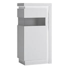 Lyon Narrow Display Cabinet (LHD) 123.6cm High (including LED lighting) In White And High Gloss - Price Crash Furniture