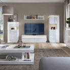 Lyon Narrow Display Cabinet (LHD) 164.1cm (incl LED lighting) in White High Gloss - Price Crash Furniture