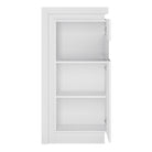 Lyon Narrow Display Cabinet (RHD) 123.6cm (incl LED lighting) in White High Gloss - Price Crash Furniture