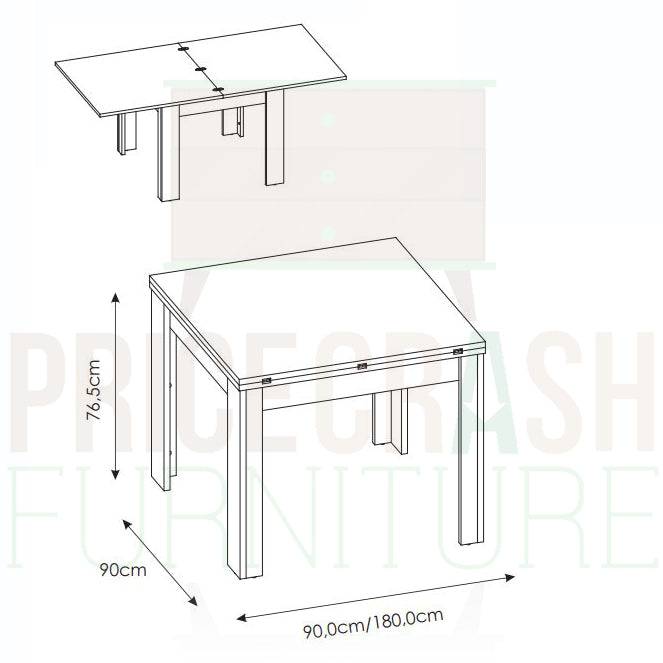 Lyon Small Extending Dining Table 90/180 cm in White High Gloss - Price Crash Furniture