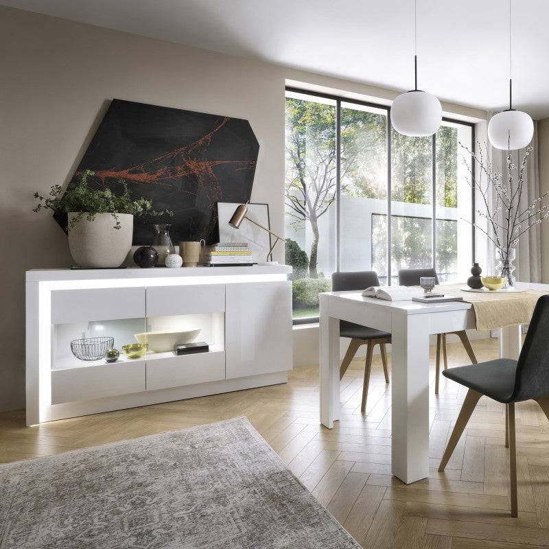 Lyon Small Extending Dining Table 90/180 cm in White High Gloss - Price Crash Furniture