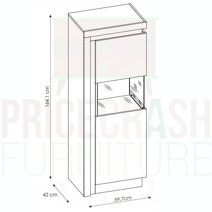 Lyon Tall Narrow Display Cabinet (LHD) (including LED lighting) in White High Gloss - Price Crash Furniture