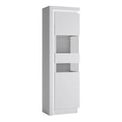 Lyon Tall Narrow Display Cabinet (RHD) (including LED lighting) in White High Gloss - Price Crash Furniture