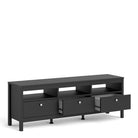 Madrid Large 3 Drawer Shaker Style TV Cabinet in Matt Black - Price Crash Furniture