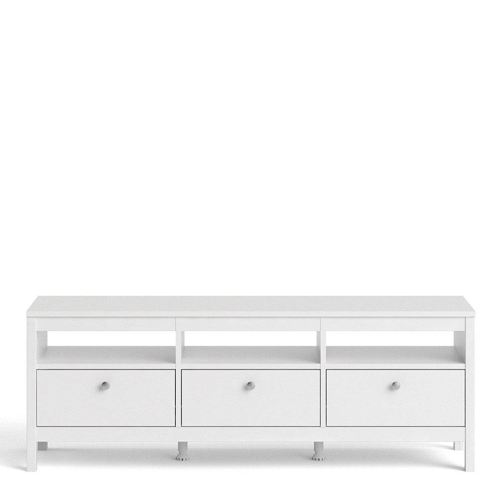 Madrid Large 3 Drawer Shaker Style TV Cabinet in White - Price Crash Furniture