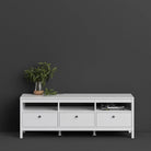 Madrid Large 3 Drawer Shaker Style TV Cabinet in White - Price Crash Furniture