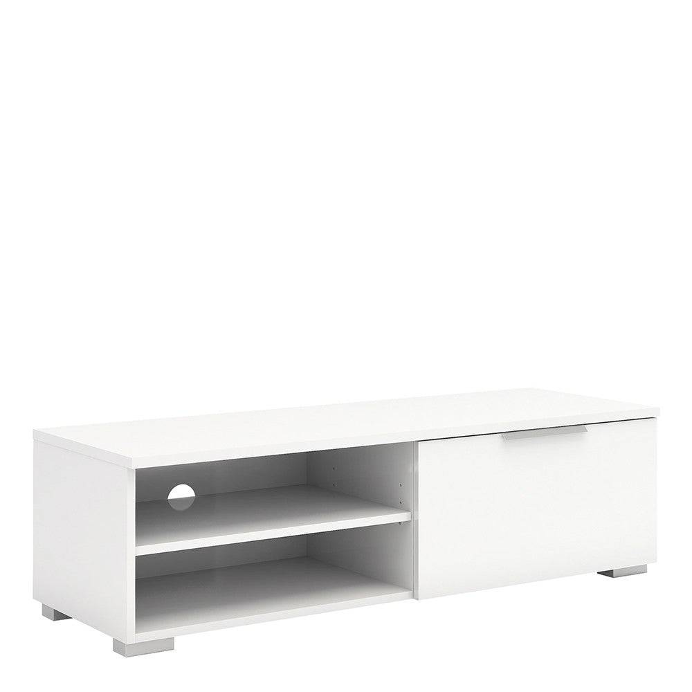 Match TV Unit 1 Drawers 2 Shelf In White High Gloss - Price Crash Furniture