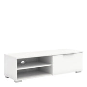 Match TV Unit 1 Drawers 2 Shelf In White High Gloss - Price Crash Furniture