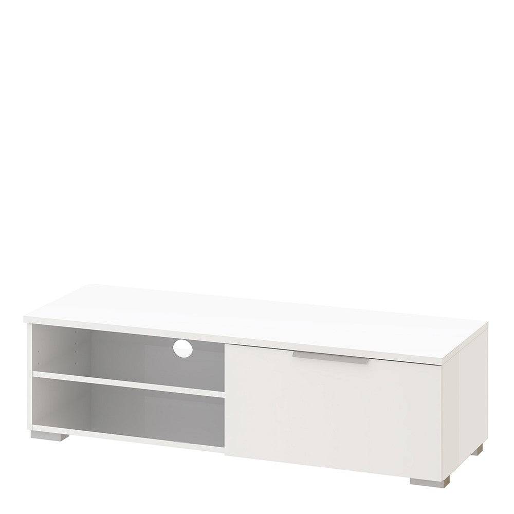 Match TV Unit 1 Drawers 2 Shelf In White High Gloss - Price Crash Furniture