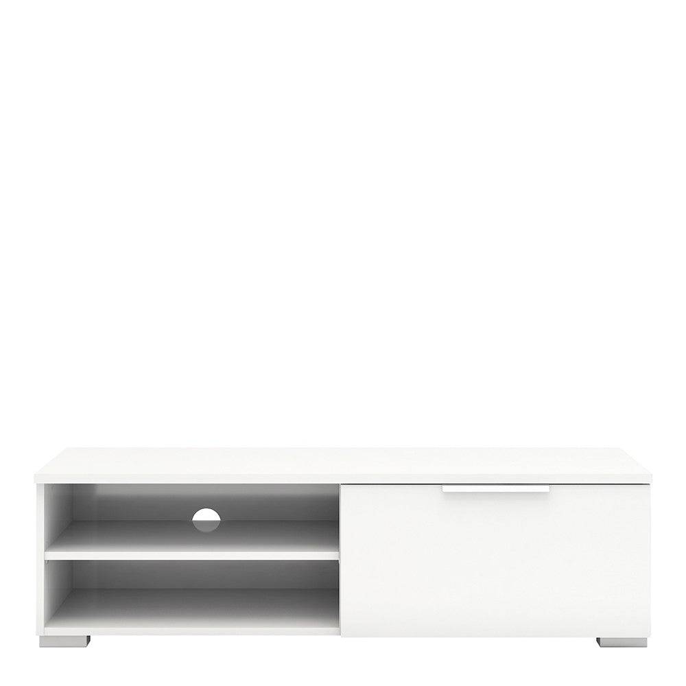 Match TV Unit 1 Drawers 2 Shelf In White High Gloss - Price Crash Furniture