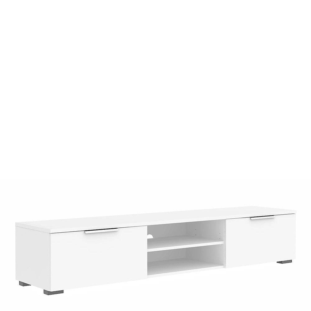 Match TV Unit 2 Drawers 2 Shelf In White High Gloss - Price Crash Furniture