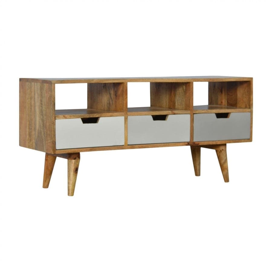 Media Unit With 3 Hand Painted Cut Out Drawers - Price Crash Furniture