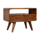 Mini Chestnut Curved Media Unit by Artisan Furniture - Price Crash Furniture