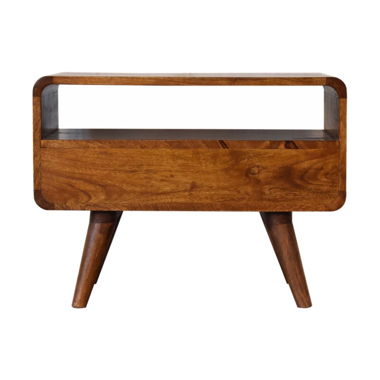 Mini Chestnut Curved Media Unit by Artisan Furniture - Price Crash Furniture