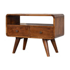 Mini Chestnut Curved Media Unit by Artisan Furniture - Price Crash Furniture