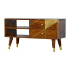 Nordic Style Chestnut Media Unit With Gold Detailing - Price Crash Furniture