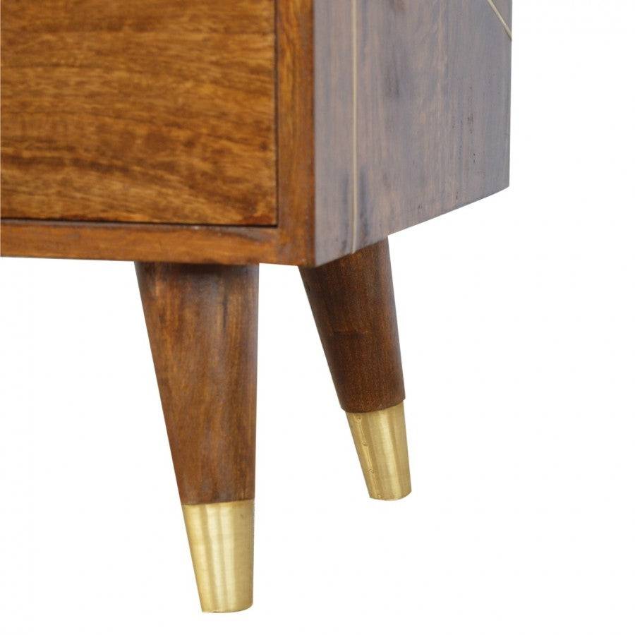 Nordic Style Chestnut Media Unit With Gold Detailing - Price Crash Furniture