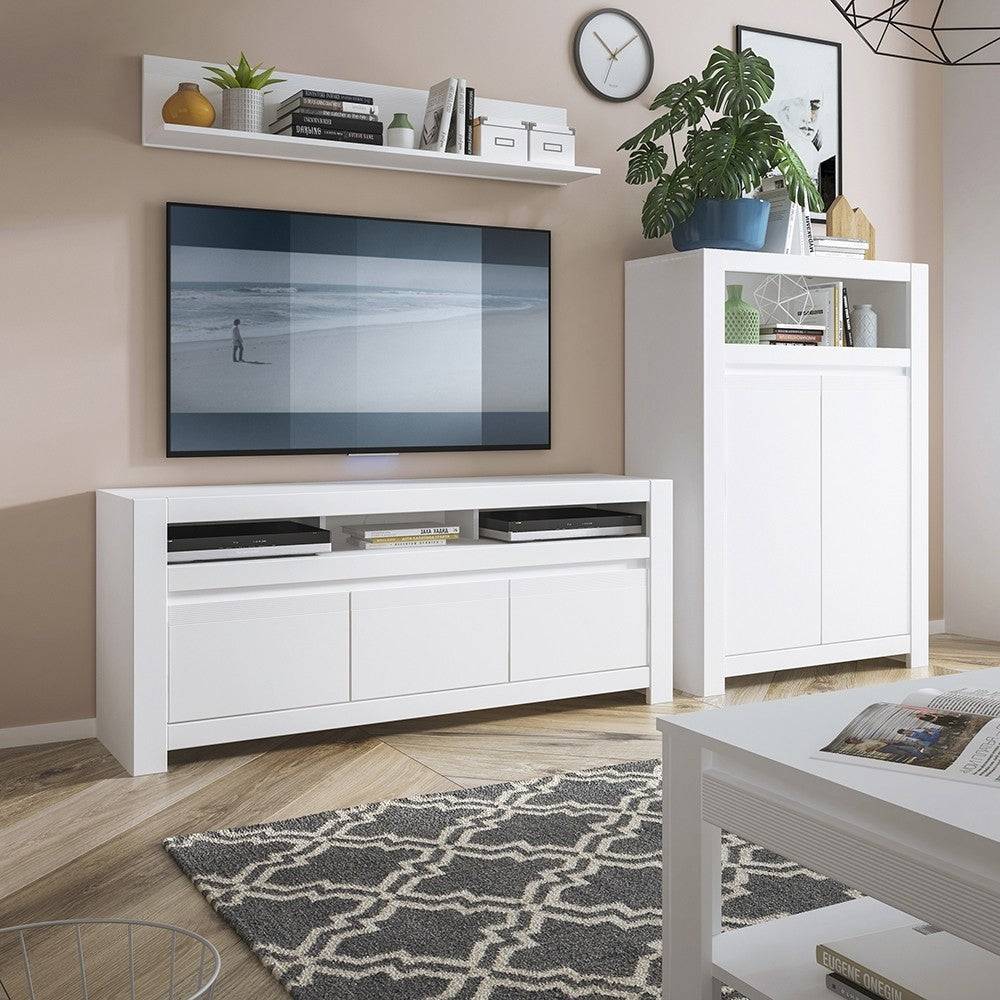 Novi 2 Door 1 Drawer TV Cabinet In Alpine White - Price Crash Furniture